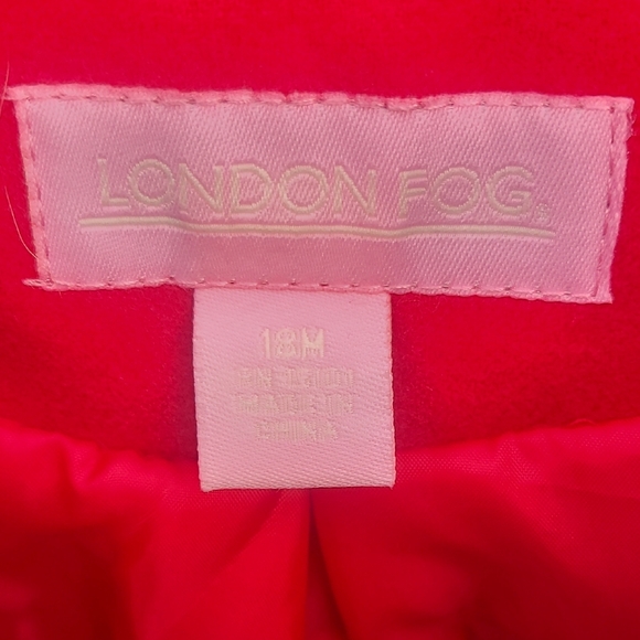 London Fog Red Kids Pea Coat with Bow - Picture 4 of 6
